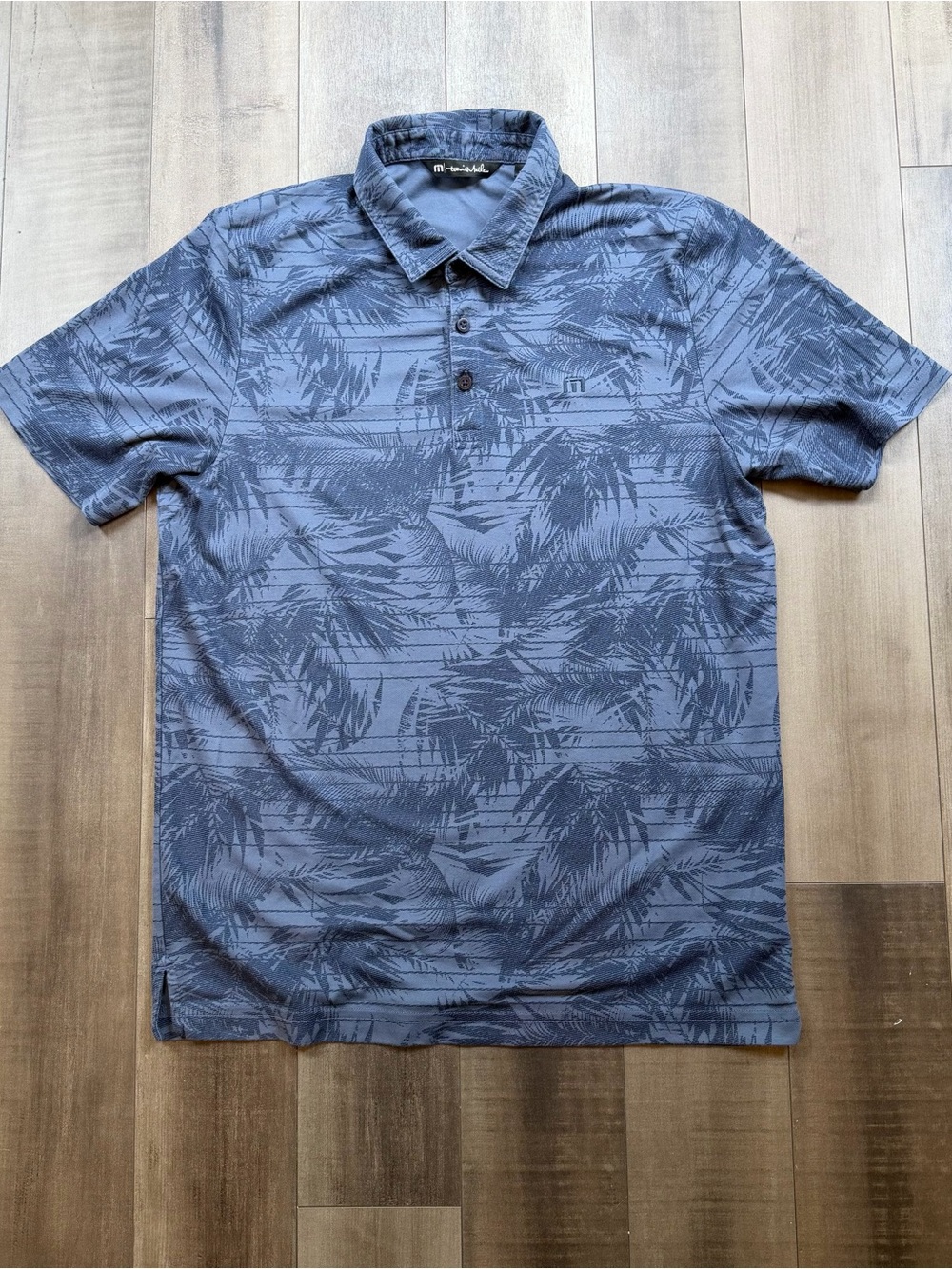 TravisMathew Polo Shirt Mens Large Blue Palmilla Beach Floral Tropical Golf